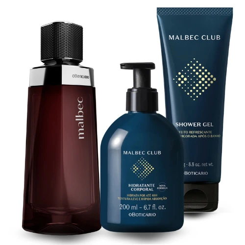 O Boticário Kit Malbec 3 Itens – Perfume 100ml + Hidratante 200ml + Shower Gel 250g