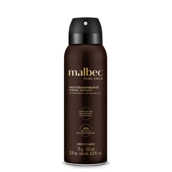 O Boticario Desodorizante Aerossol Malbec Pure Gold 125ml
