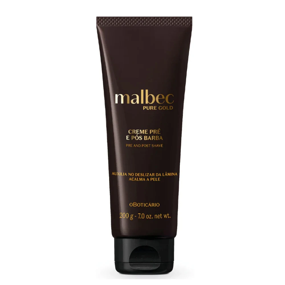 o-boticario-creme-pre-e-posbarba-malbec-pure-gold-200g O Boticario Creme Pré e Pós-Barba Malbec Pure Gold 200g